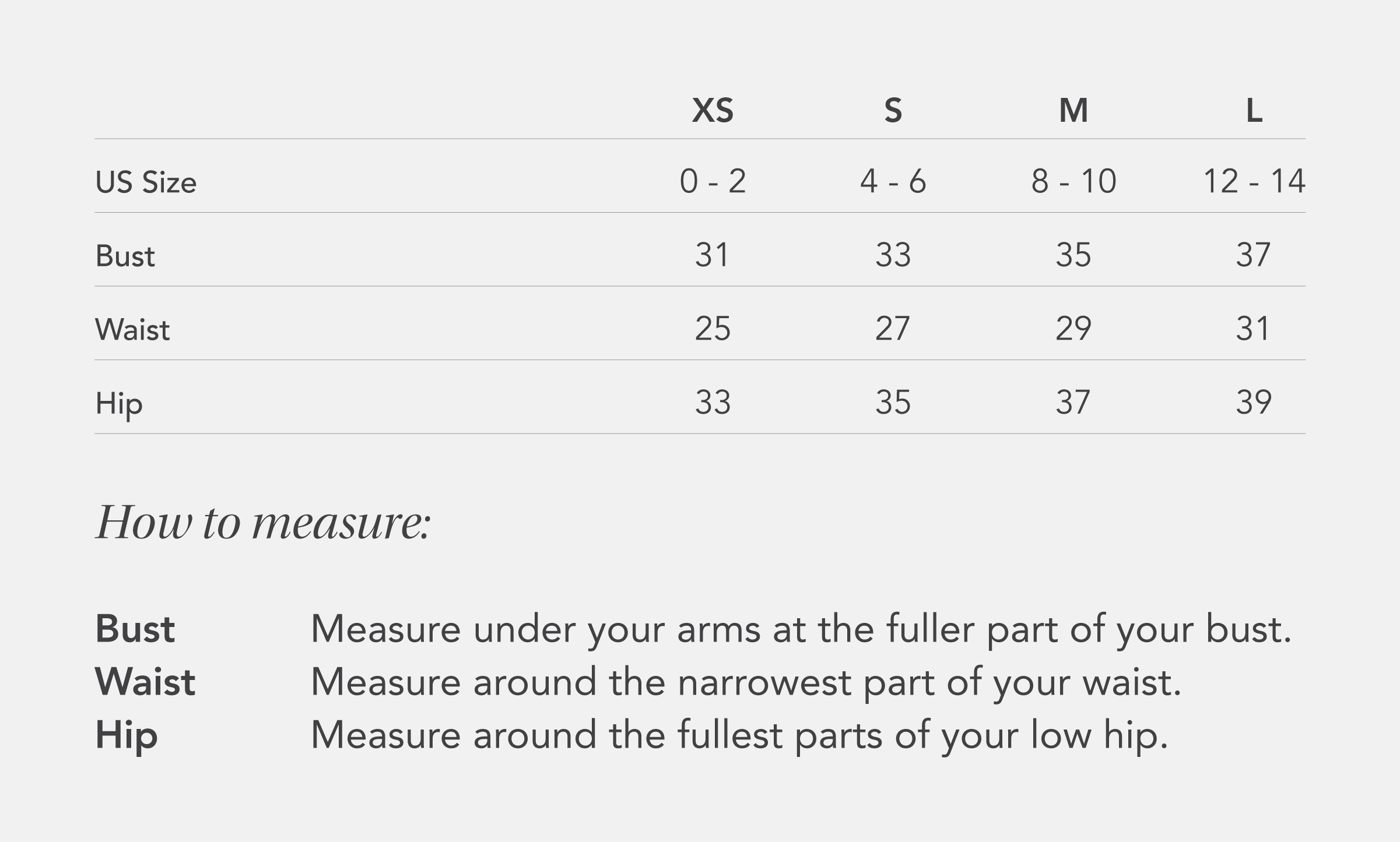 NYC Clothing Size Guide